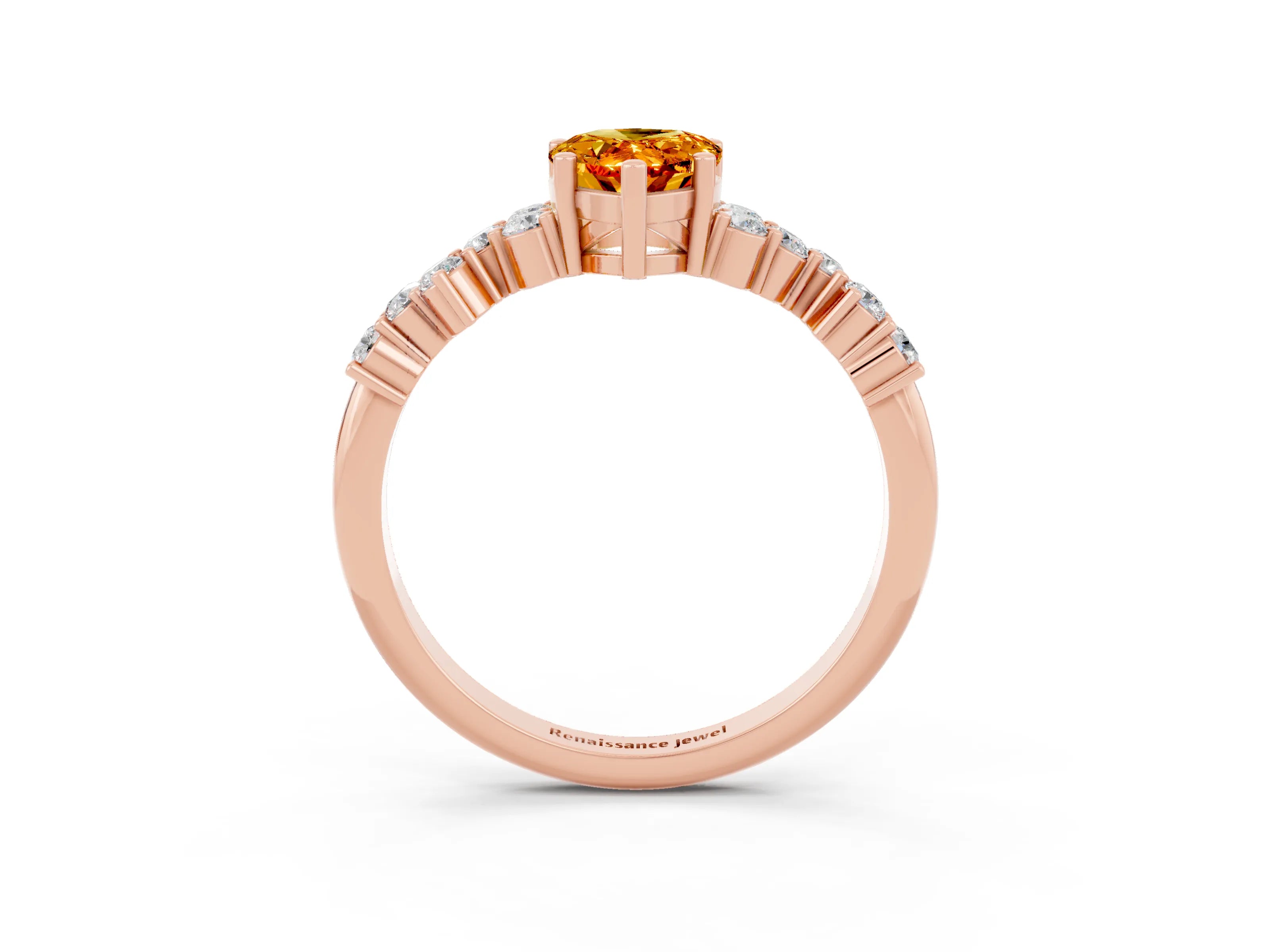 Rose gold Pear Cut Diamond Cluster Pavé Band with Four-Prong Setting_3
