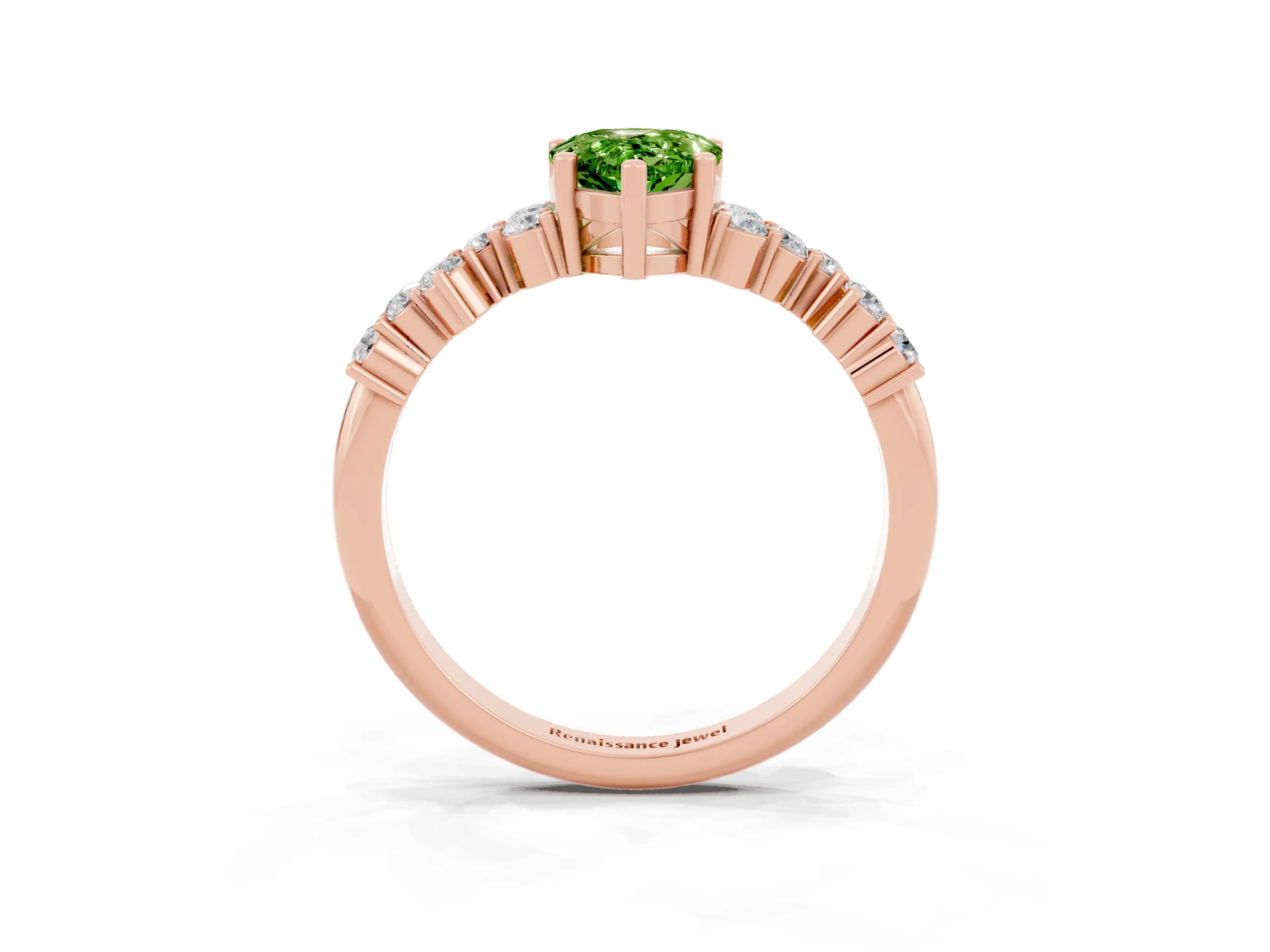 Rose gold Pear Cut Diamond Cluster Pavé Band with Four-Prong Setting_3