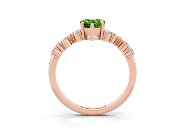 Rose gold Pear Cut Diamond Cluster Pavé Band with Four-Prong Setting
