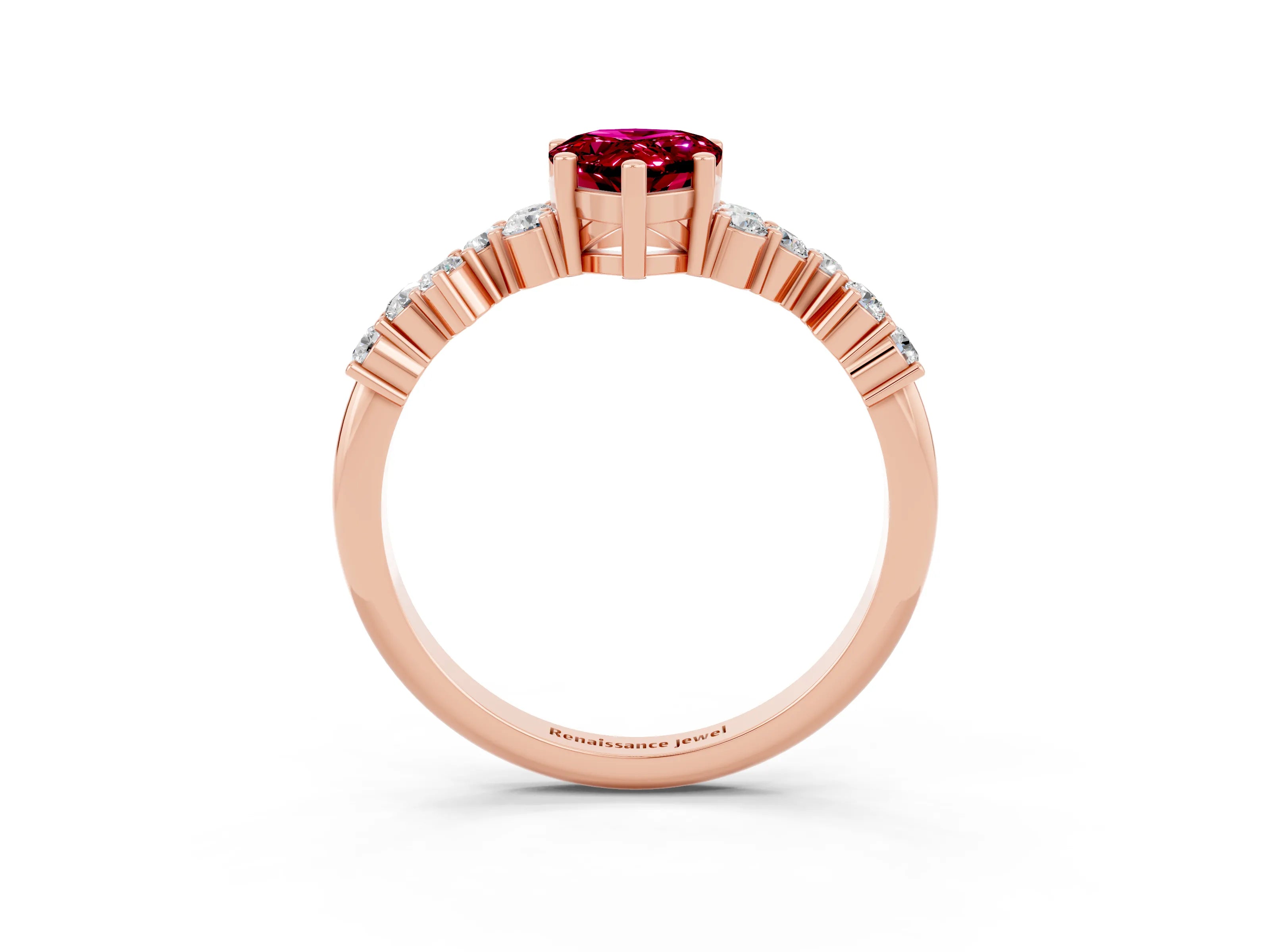 Rose gold Pear Cut Diamond Cluster Pavé Band with Four-Prong Setting_3