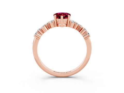 Rose gold Pear Cut Diamond Cluster Pavé Band with Four-Prong Setting_3