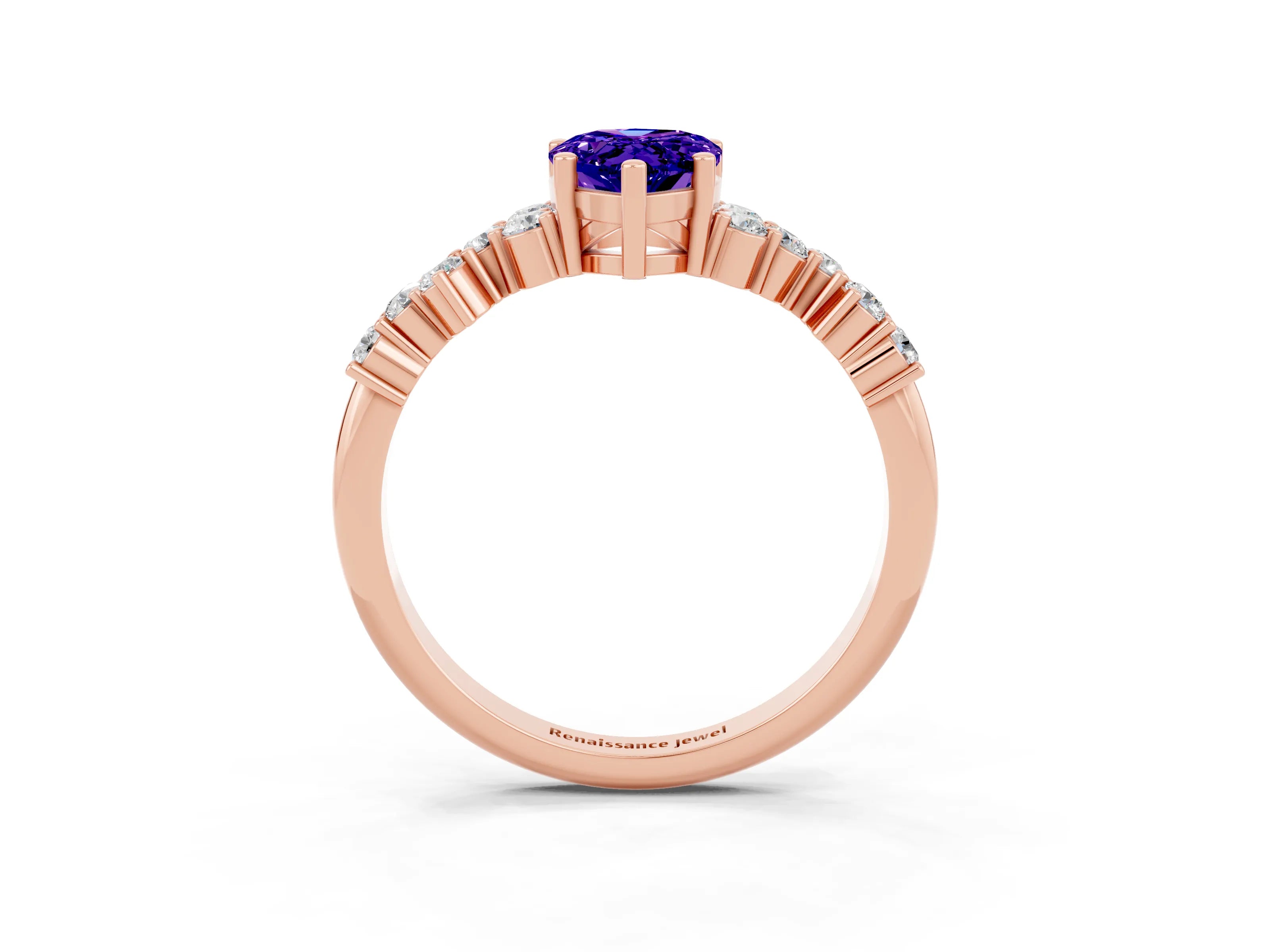 Rose gold Pear Cut Diamond Cluster Pavé Band with Four-Prong Setting_3