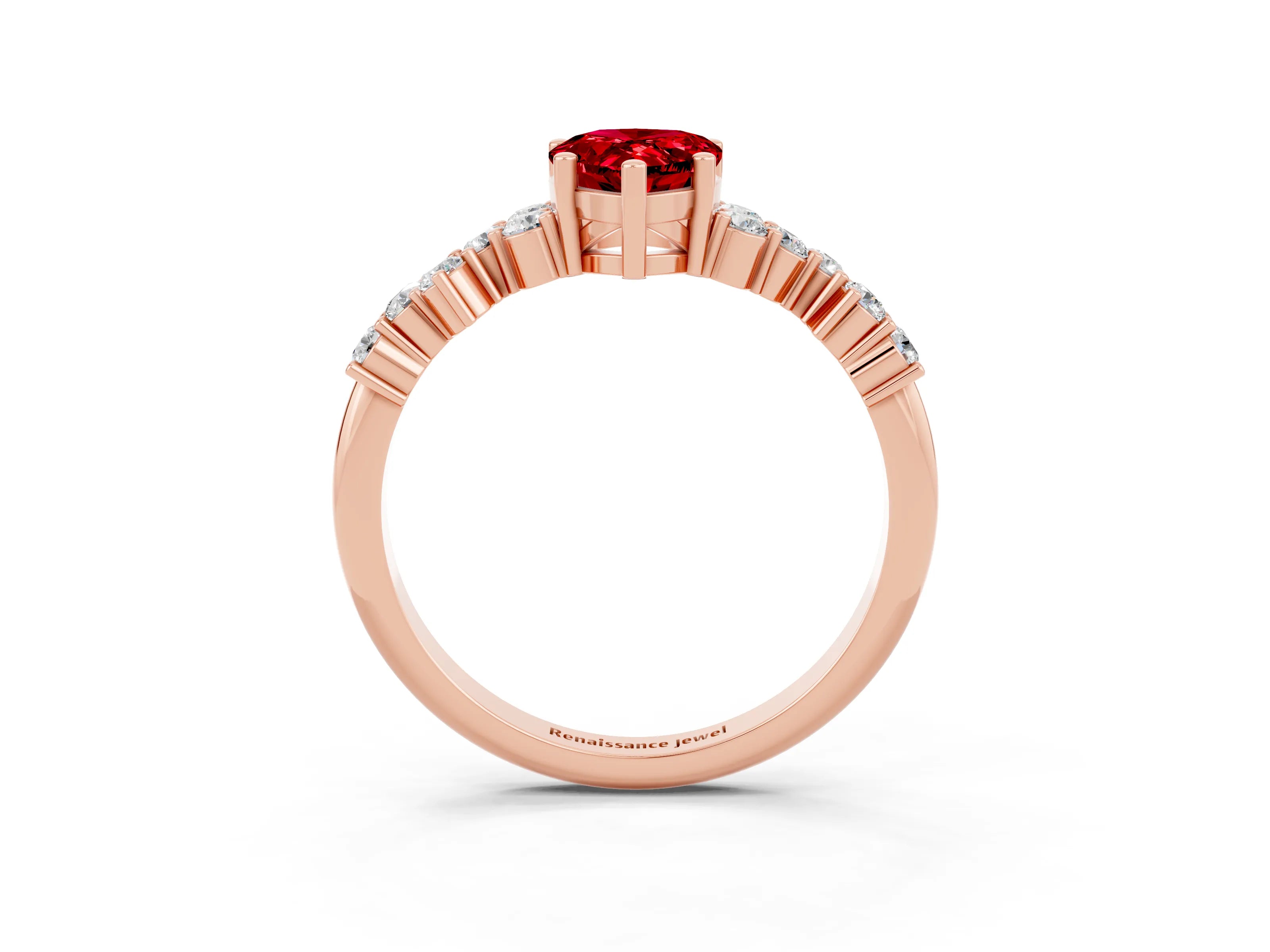 Rose gold Pear Cut Diamond Cluster Pavé Band with Four-Prong Setting_3