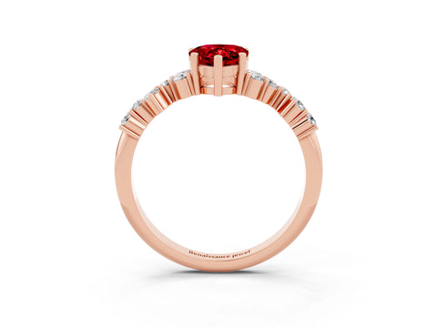 Rose gold Pear Cut Diamond Cluster Pavé Band with Four-Prong Setting_3