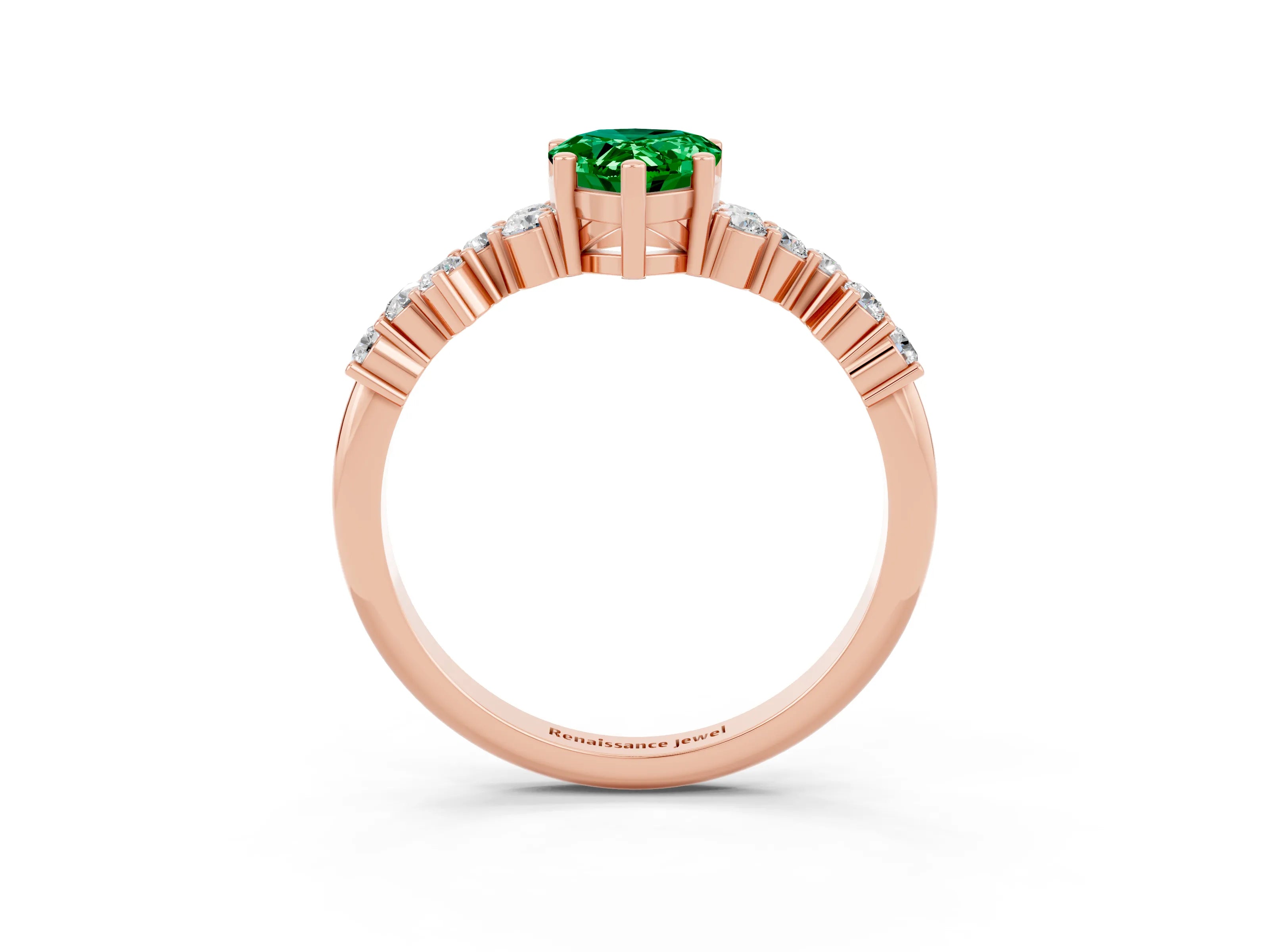 Rose gold Pear Cut Diamond Cluster Pavé Band with Four-Prong Setting_3