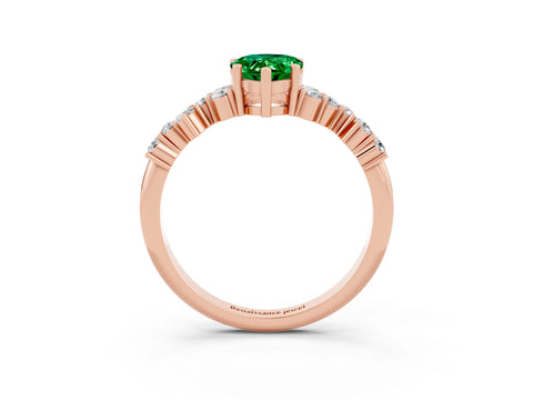 Rose gold Pear Cut Diamond Cluster Pavé Band with Four-Prong Setting_3