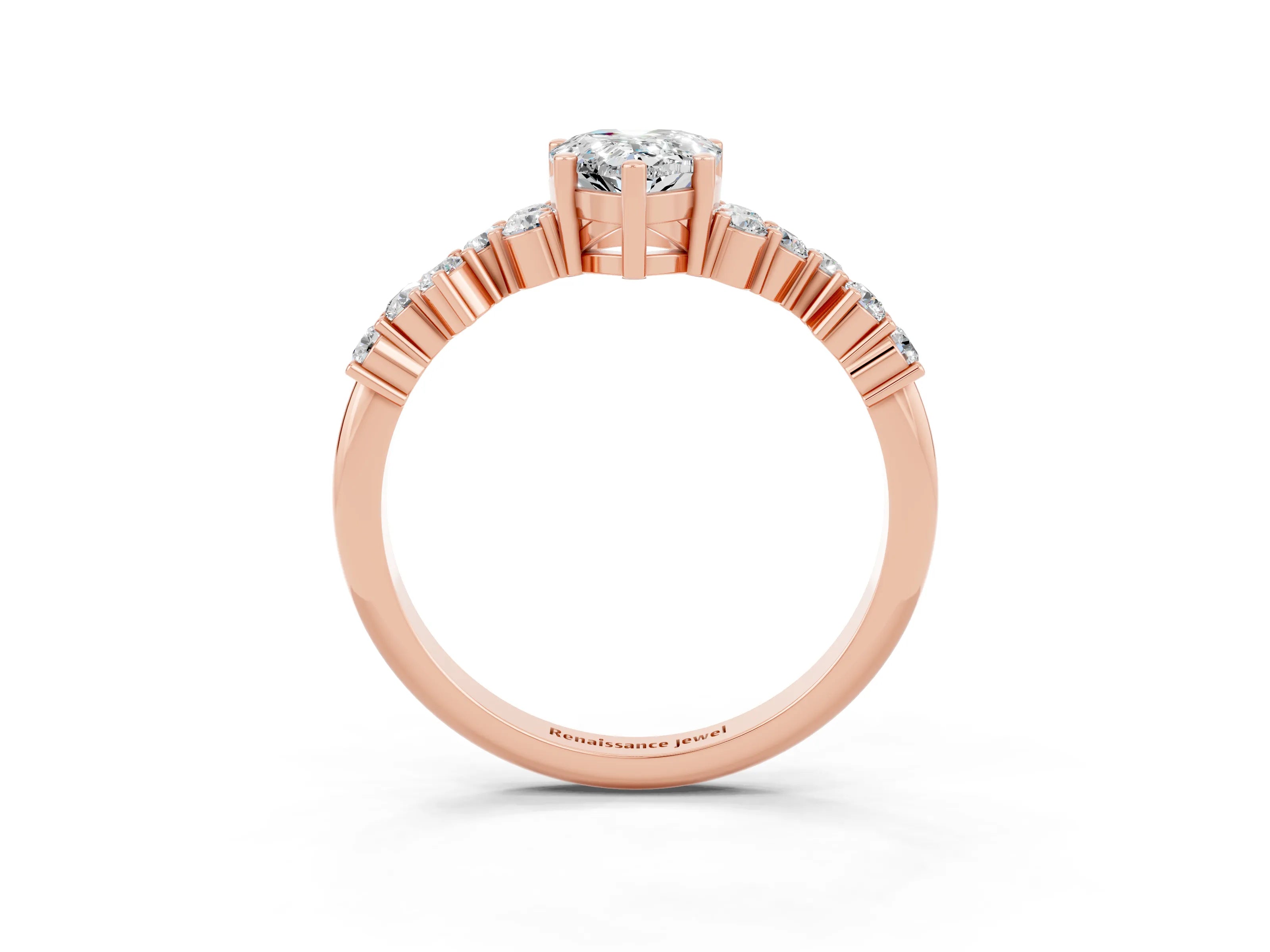 Rose gold Pear Cut Diamond Cluster Pavé Band with Four-Prong Setting_3