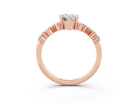 Rose gold Pear Cut Diamond Cluster Pavé Band with Four-Prong Setting_3