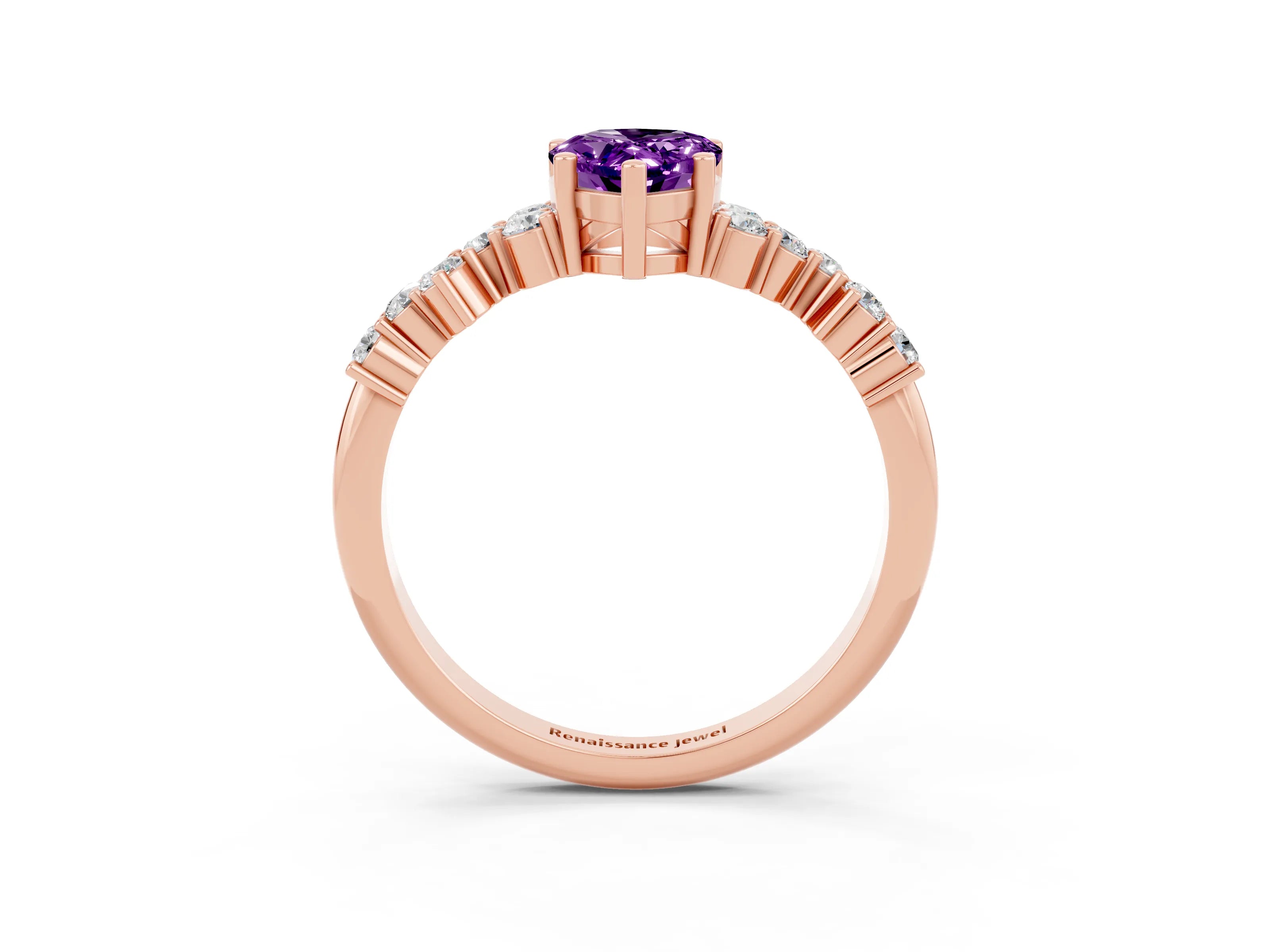 Rose gold Pear Cut Diamond Cluster Pavé Band with Four-Prong Setting_3