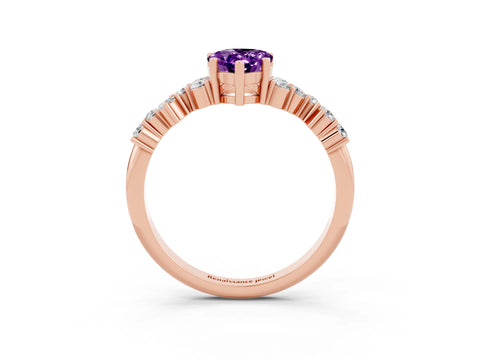 Rose gold Pear Cut Diamond Cluster Pavé Band with Four-Prong Setting_3