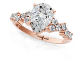 Rose gold Pear Cut Diamond Cluster Pavé Band with Four-Prong Setting_4