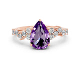 Rose gold Pear Cut Diamond Cluster Pavé Band with Four-Prong Setting