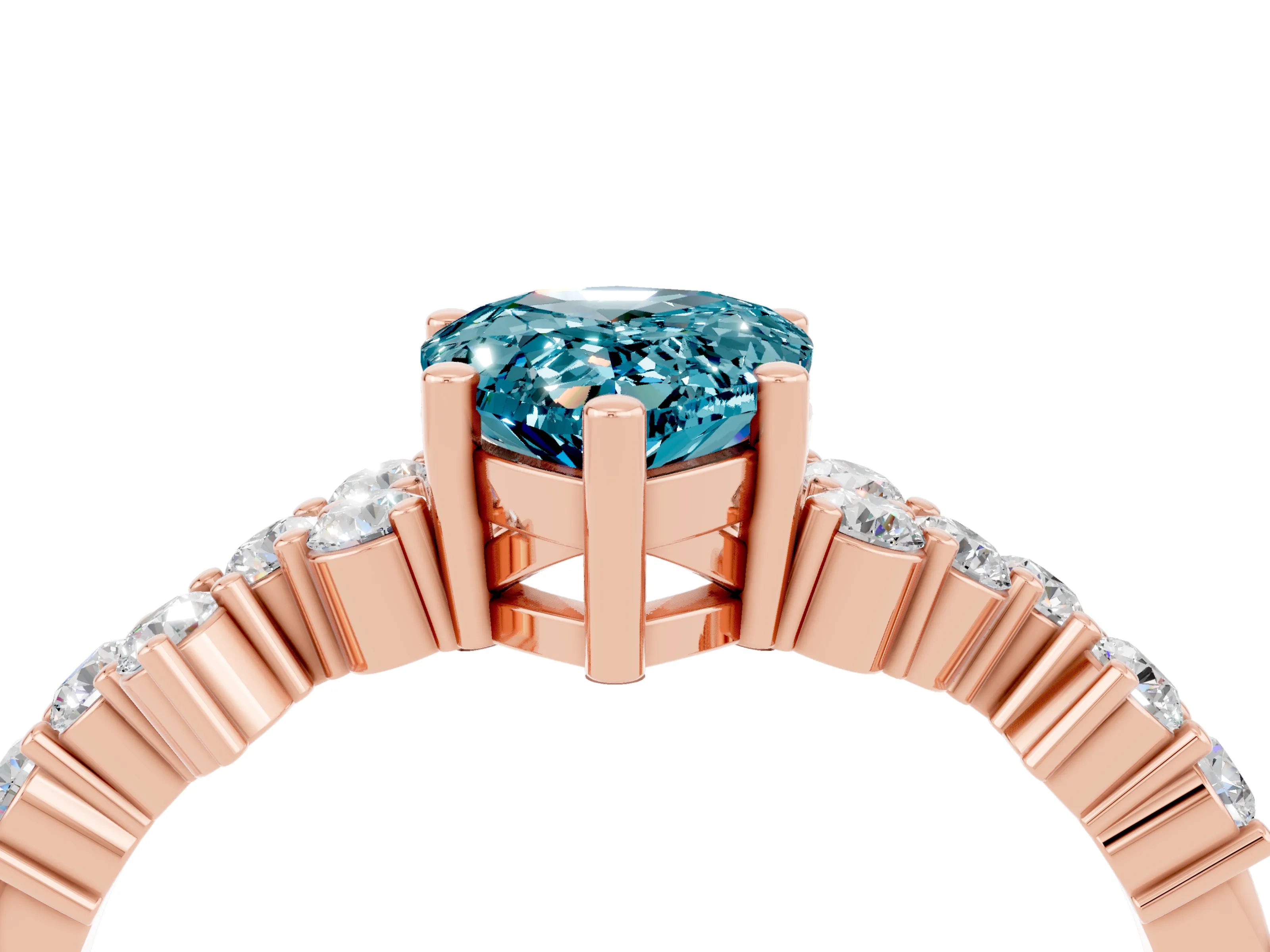 Rose gold Pear Cut Diamond Cluster Pavé Band with Four-Prong Setting_4