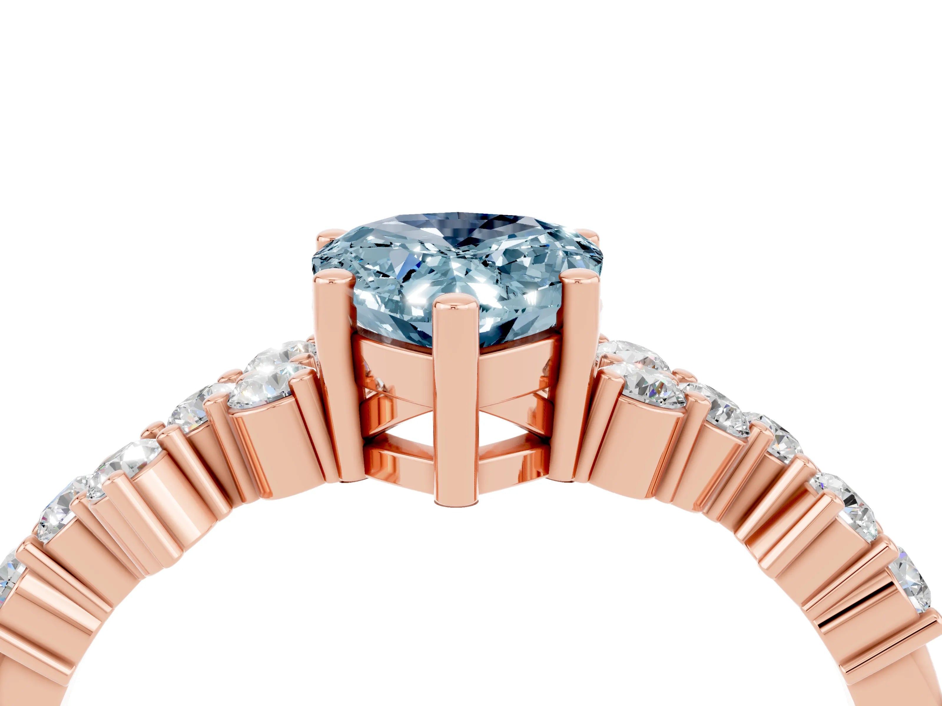 Rose gold Pear Cut Diamond Cluster Pavé Band with Four-Prong Setting_4