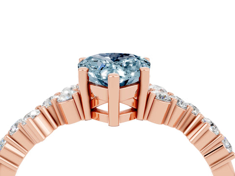 Rose gold Pear Cut Diamond Cluster Pavé Band with Four-Prong Setting_4