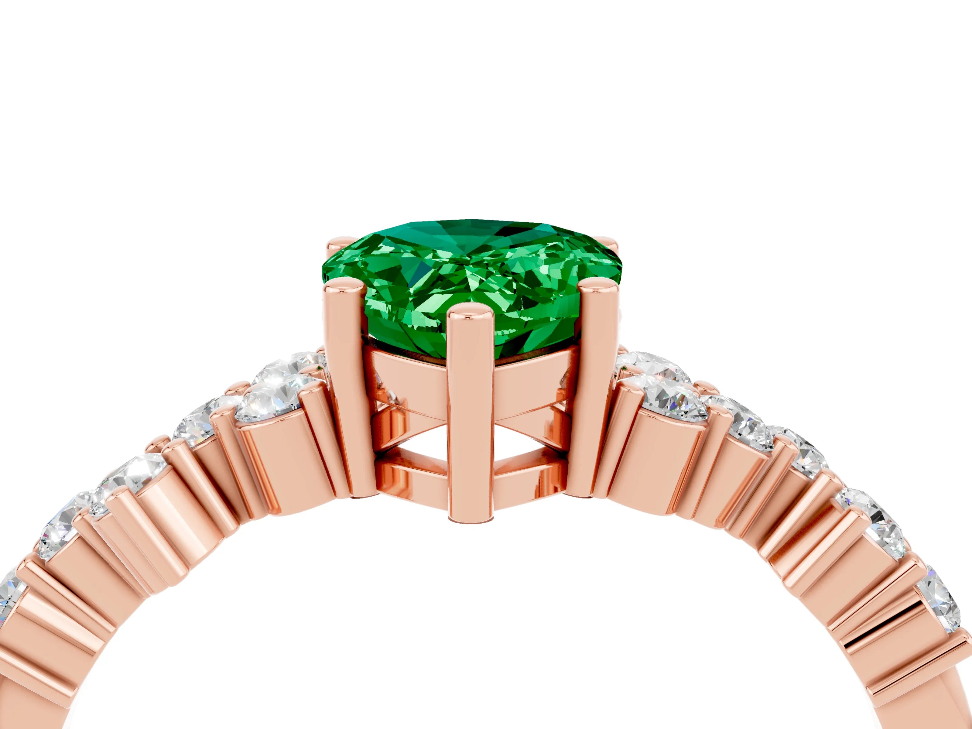 Rose gold Pear Cut Diamond Cluster Pavé Band with Four-Prong Setting_4