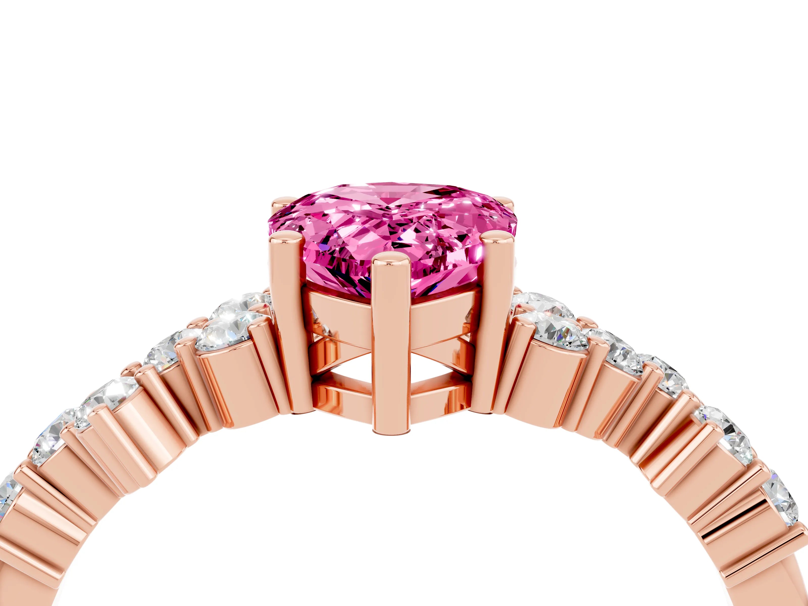 Rose gold Pear Cut Diamond Cluster Pavé Band with Four-Prong Setting_4