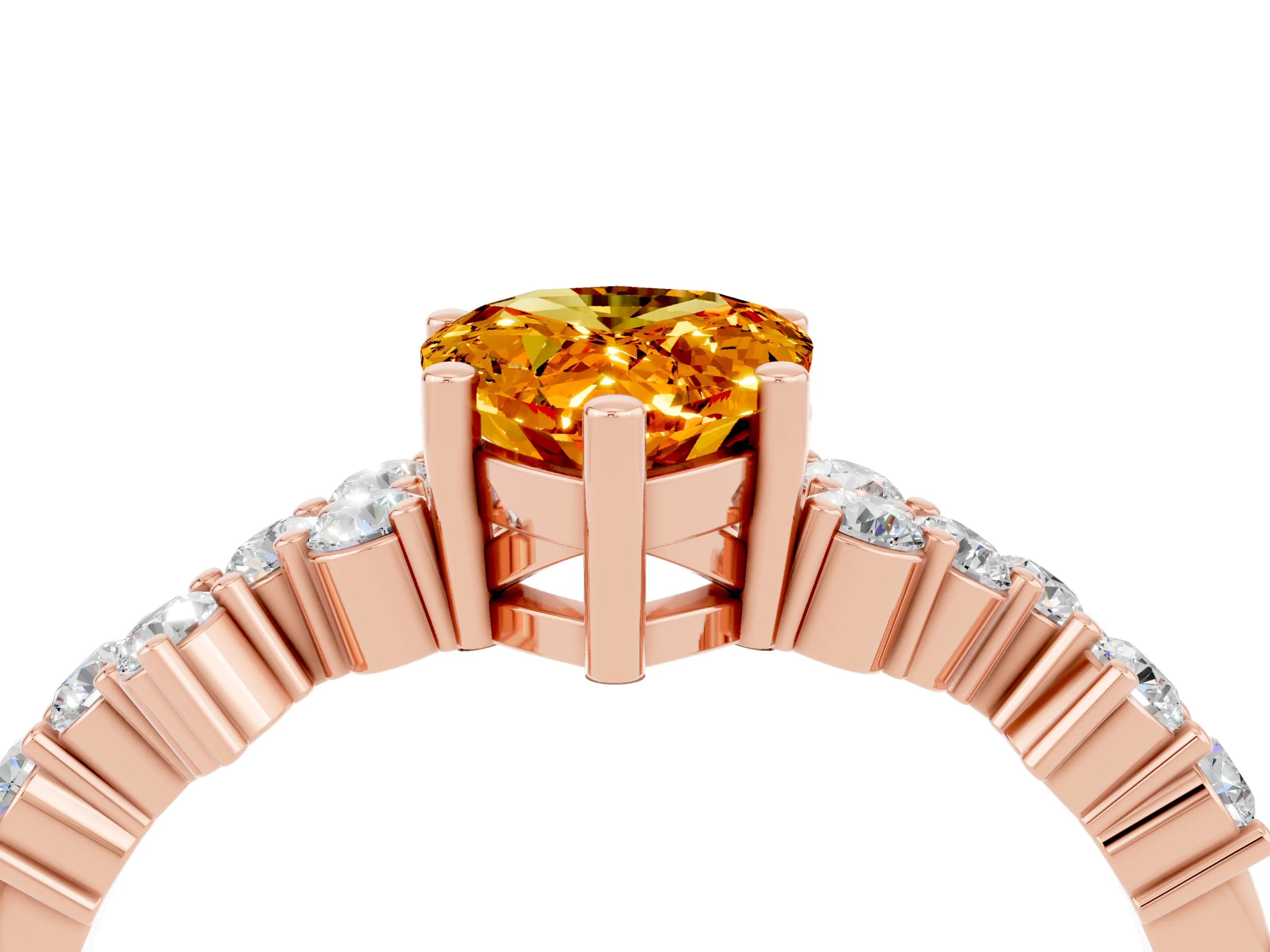 Rose gold Pear Cut Diamond Cluster Pavé Band with Four-Prong Setting_4