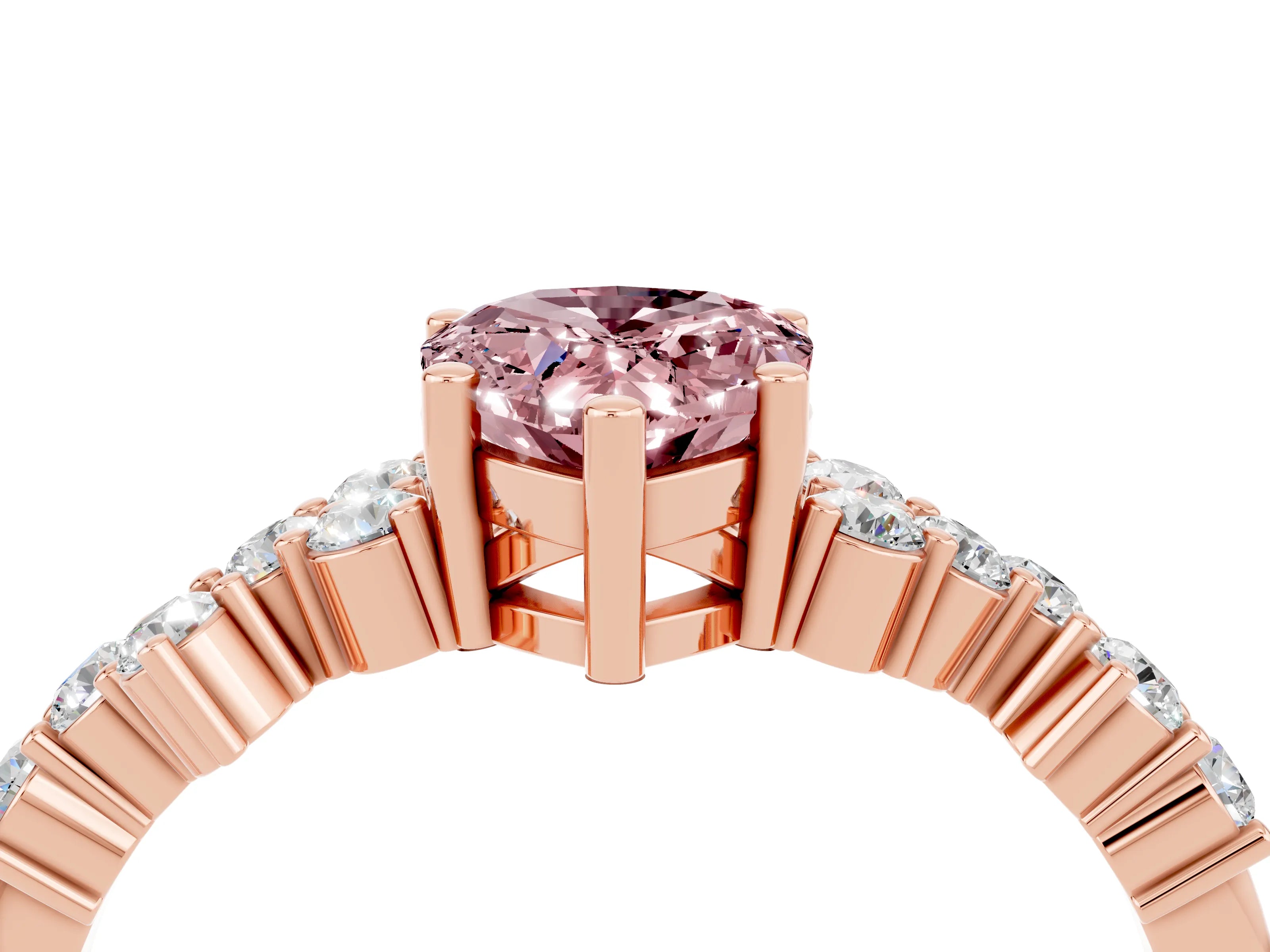 Rose gold Pear Cut Diamond Cluster Pavé Band with Four-Prong Setting_4
