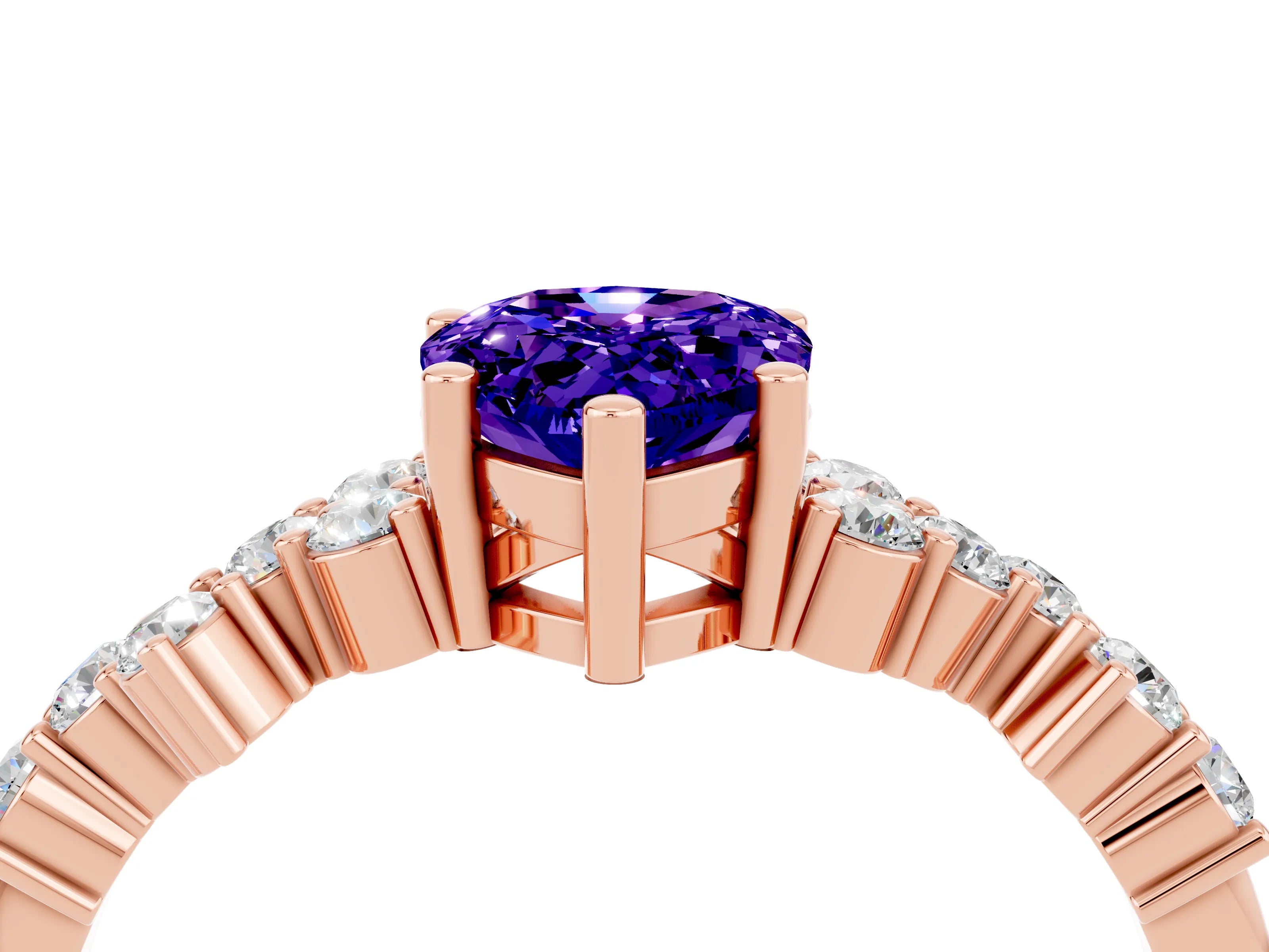 Rose gold Pear Cut Diamond Cluster Pavé Band with Four-Prong Setting_4