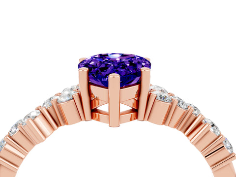 Rose gold Pear Cut Diamond Cluster Pavé Band with Four-Prong Setting_4