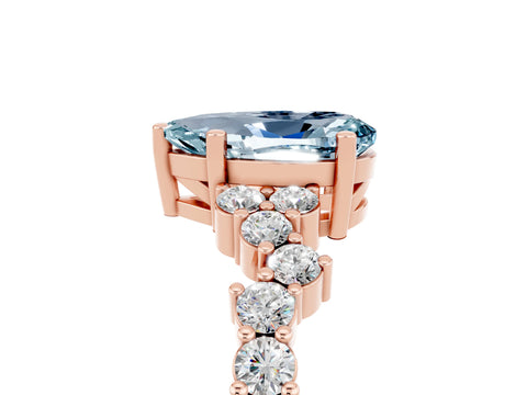 Rose gold Pear Cut Diamond Cluster Pavé Band with Four-Prong Setting_5
