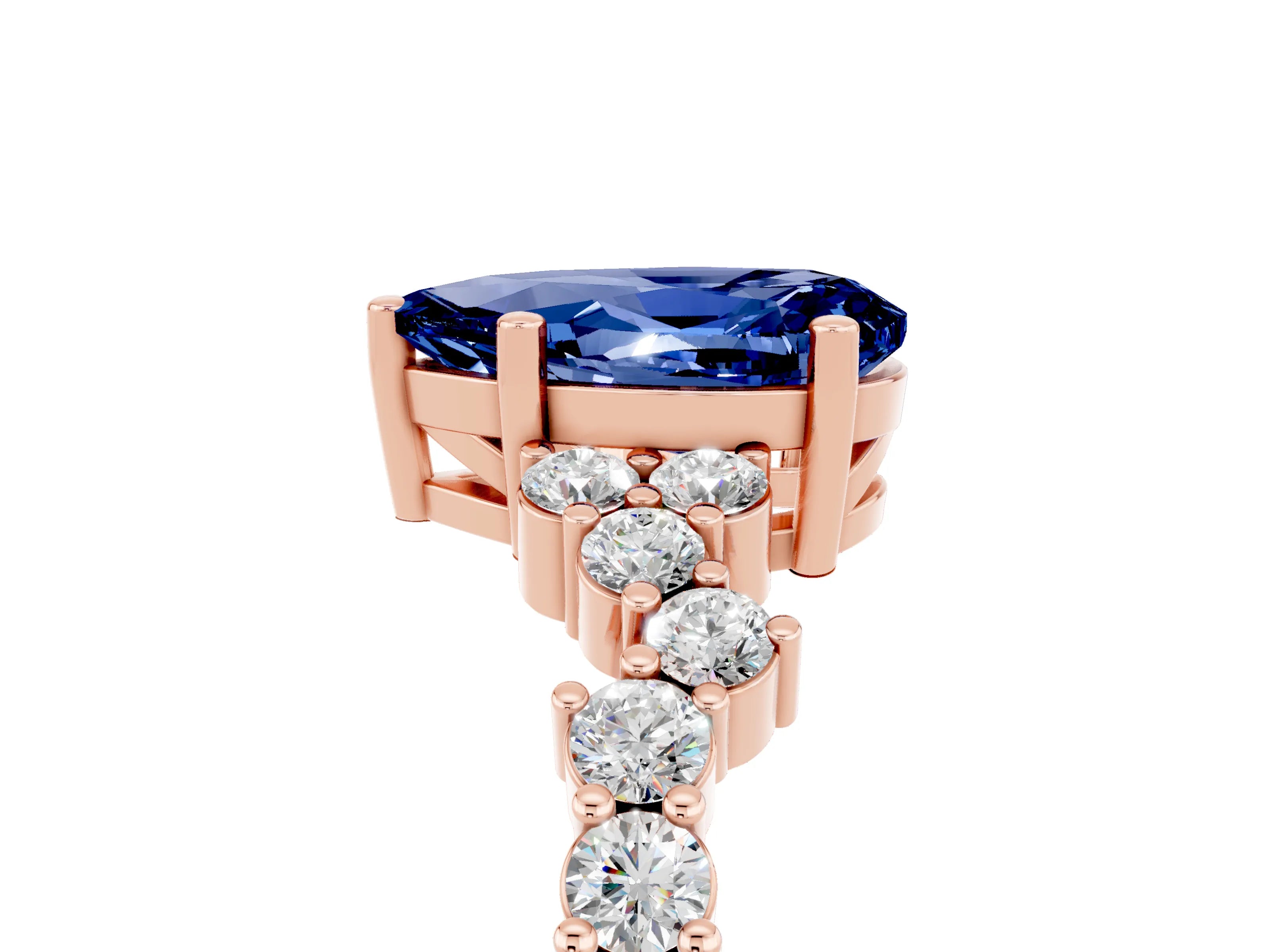 Rose gold Pear Cut Diamond Cluster Pavé Band with Four-Prong Setting_5