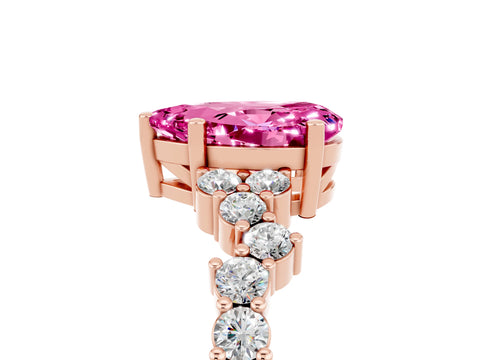 Rose gold Pear Cut Diamond Cluster Pavé Band with Four-Prong Setting_5