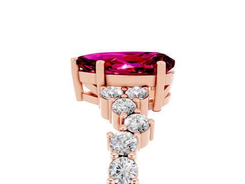 Rose gold Pear Cut Diamond Cluster Pavé Band with Four-Prong Setting_5