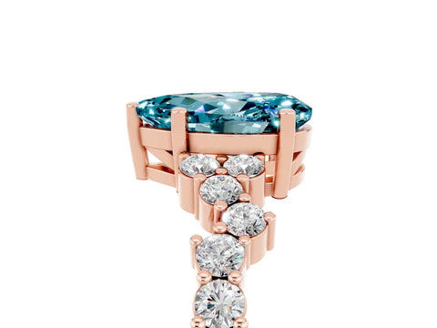 Rose gold Pear Cut Diamond Cluster Pavé Band with Four-Prong Setting_5