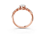 Rose gold Pear Cut Diamond Cluster Pavé Band with Four-Prong Setting_6