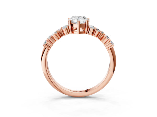 Rose gold Pear Cut Diamond Cluster Pavé Band with Four-Prong Setting