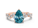 Rose gold Pear Cut Diamond Cluster Pavé Band with Four-Prong Setting
