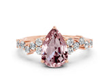 Rose gold Pear Cut Diamond Cluster Pavé Band with Four-Prong Setting