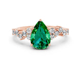 Rose gold Pear Cut Diamond Cluster Pavé Band with Four-Prong Setting