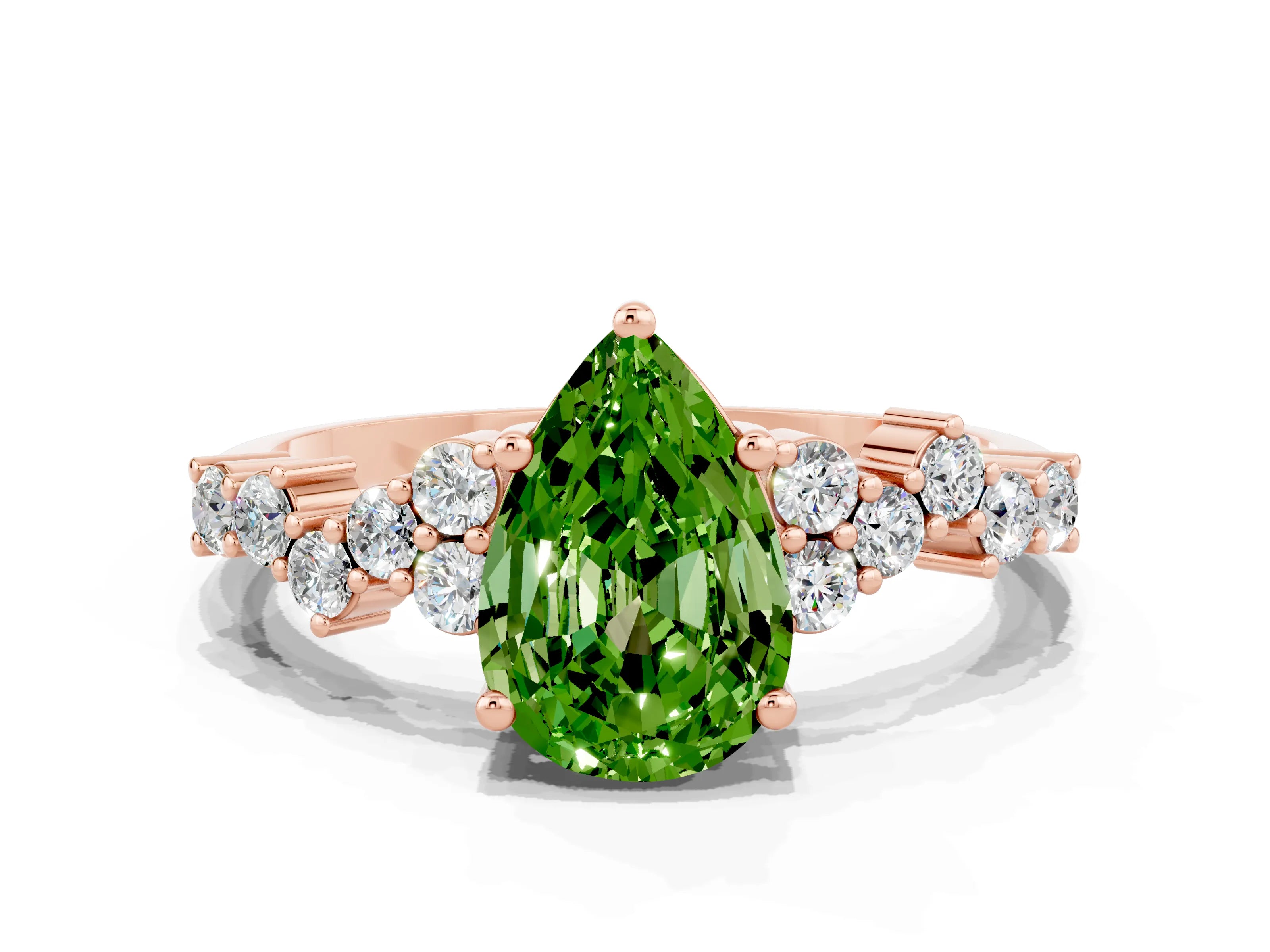 Rose gold Pear Cut Diamond Cluster Pavé Band with Four-Prong Setting