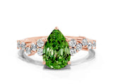 Rose gold Pear Cut Diamond Cluster Pavé Band with Four-Prong Setting