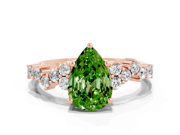 Rose gold Pear Cut Diamond Cluster Pavé Band with Four-Prong Setting