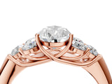 Rose gold Pear Cut Diamond Cluster Ring with Round Accent Stones and Prong Setting on a Classic Band_66