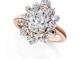 Rose gold Pear Cut Diamond Cluster Ring with Round and Baguette Stones, Split Shank Band, Prong Setting_4