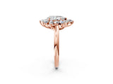 Rose gold Pear Cut Diamond Cluster Ring with Round and Baguette Stones, Split Shank Band, Prong Setting_5