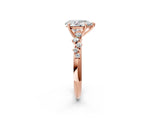 Rose gold Pear Cut Diamond Cluster Side Stone Solitaire Ring with Prong Setting_63