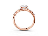 Rose gold Pear Cut Diamond Cluster Side Stone Solitaire Ring with Prong Setting_64