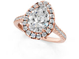 Rose gold Pear Cut Diamond Cushion Halo Ring with Pavé Band_16