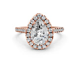 Rose gold Pear Cut Diamond Cushion Halo Ring with Pavé Band_3
