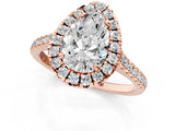 Rose gold Pear Cut Diamond Cushion Halo Ring with Pavé Band_4