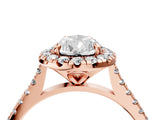 Rose gold Pear Cut Diamond Cushion Halo Ring with Pavé Band_7