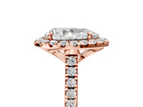 Rose gold Pear Cut Diamond Cushion Halo Ring with Pavé Band_8