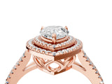Rose gold Pear Cut Diamond Double Halo Ring with Pavé Band and Prong Setting_100
