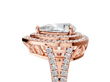 Rose gold Pear Cut Diamond Double Halo Ring with Pavé Band and Prong Setting_101